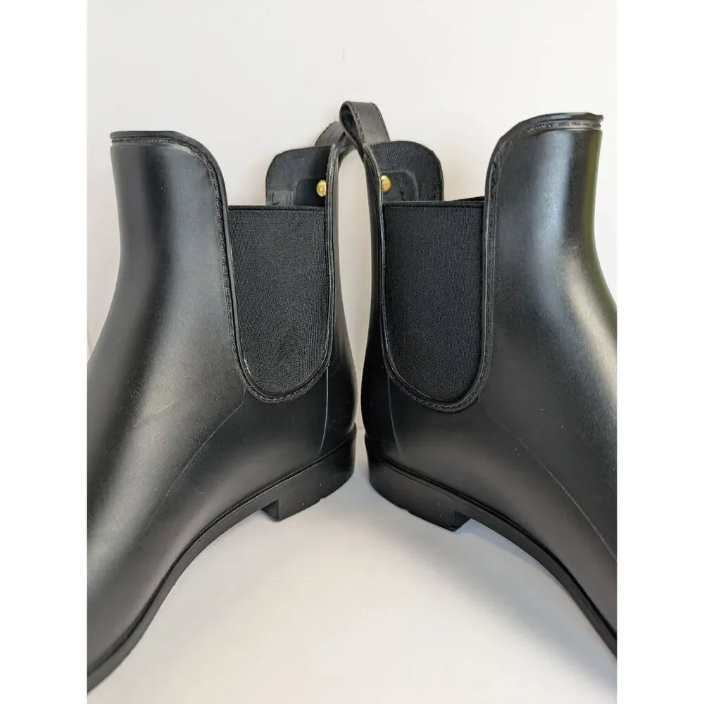 Sam Edelman Black matte tinsley ankle rainboots waterproof booties womens 8
